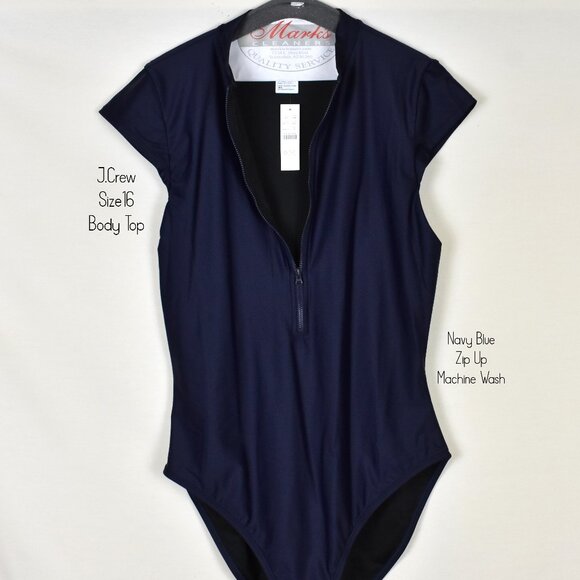 J.Crew Bodysuit 16 Navy Blue Zip Front Sleeveless Machine Wash - Picture 1 of 7